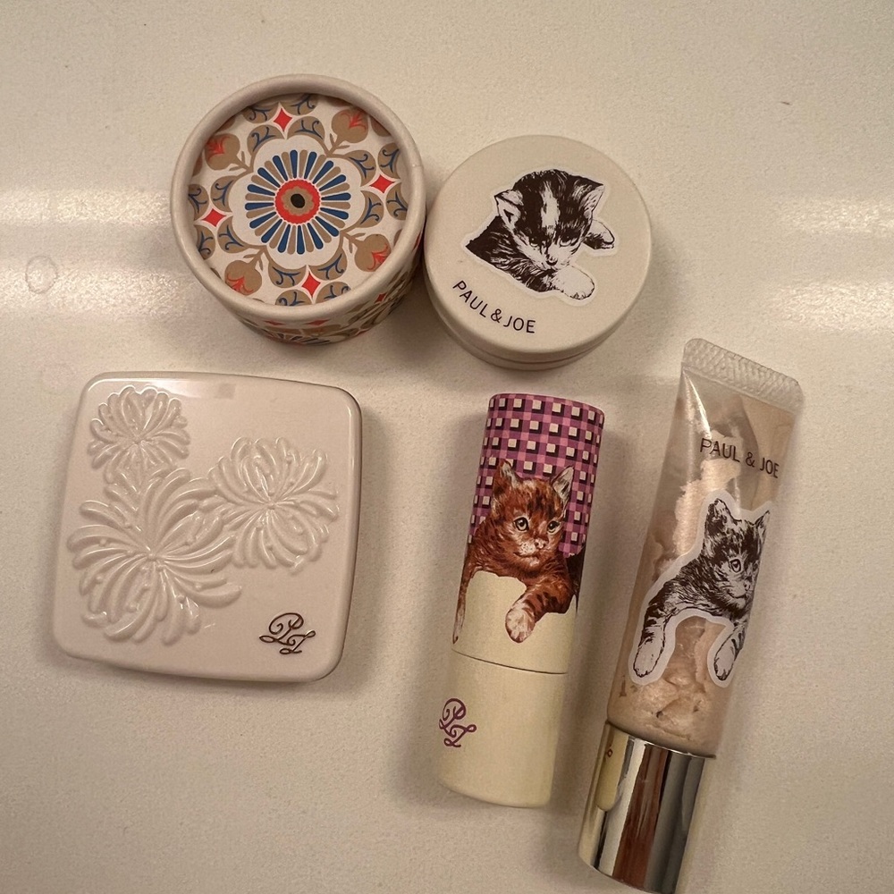 Paul & Joe Cream, Pink and Brown Cat-Print Cosmetic Set